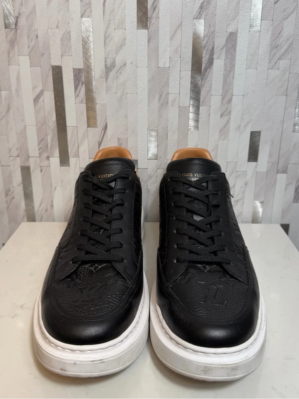 🎩Louis Vuitton Men’s Black Monogram Beverly Hills Sneakers Size 7.5UK/9US